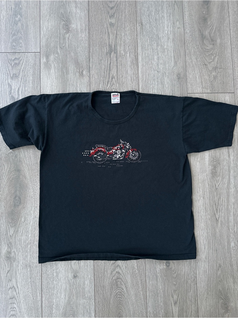 90s motorcycle rhinestone studded t shirt